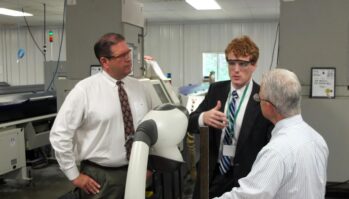 Jon Hollbrook, Congrerssman Kennedy and Paul Diamond at North Easton Machine